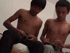 Asian twink gets tiedup and barebacked after blowing dick gay porn japanese muscular