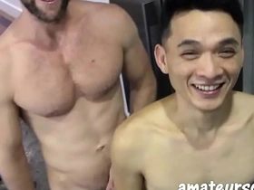 AmateursDoIt - Hung bearded jock fucks tight asian twink bareback japanese daddy and son gay porn